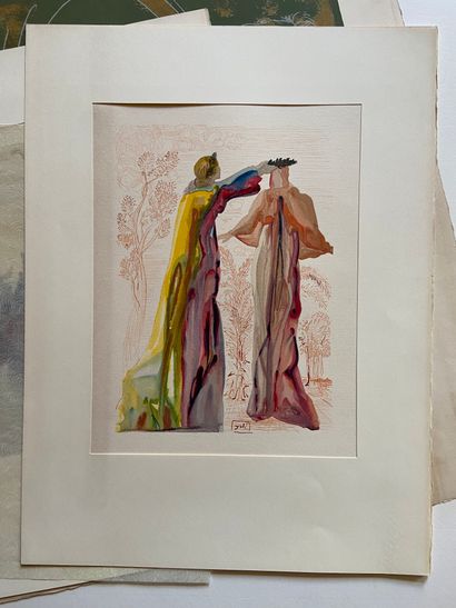 null Ensemble de lithographies en carton à dessins dont Dali (Divine Comédie), Miro...