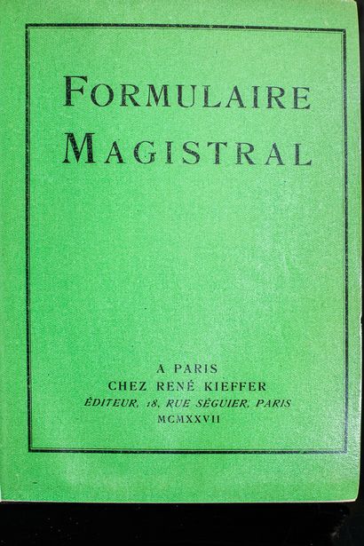 null "[Joseph HEMARD]

Formulaire magistral.

Paris, René Kieffer, 1927, in-8 relié...