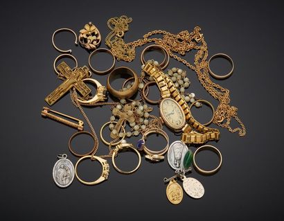 null Lot de bijoux, une montre et divers, en métal.
