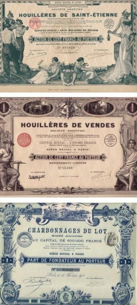 null CHARBONNAGES - CARRIÈRES - Lot de 190 titres Société Anonyme des Houillères...