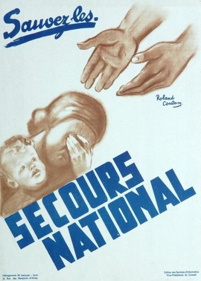 Roland Coudon «Sauvez-les Secours National» Impr. Heliogravure M. Lescuyer (37 x...