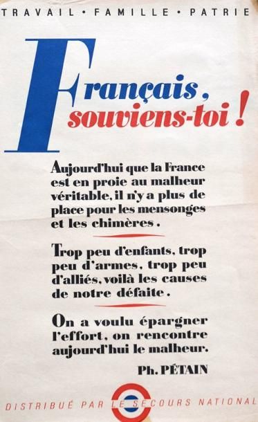 null «Travail famille patrie - Français, souviens-toi! Aujourd'hui que la France...
