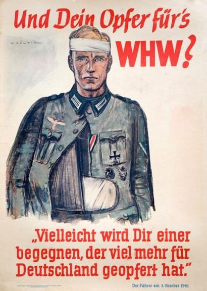 M. Völnir «Und dein Opfer für's WHW?» 1941 (62 x 44) Etat A Entoilée