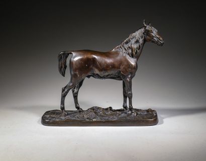 null Ecole française
Cheval sur un tertre
Sculpture, épreuve en bronze
19x21x8cm