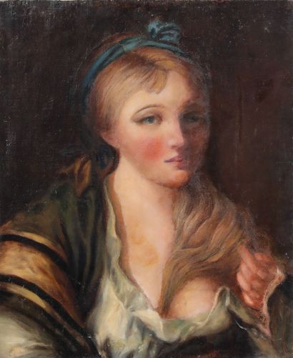null Ecole française du XIXème siècle
Portrait de jeune fille en chemisier blanc
Huile...
