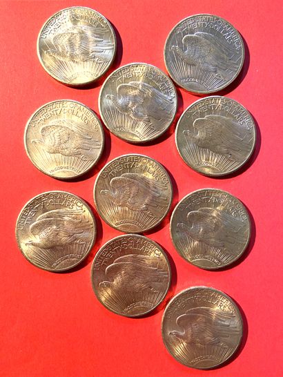 null Etats-Unis : 20$ OR
Réunion de 10 pièces (différentes années)

poids net : 333...
