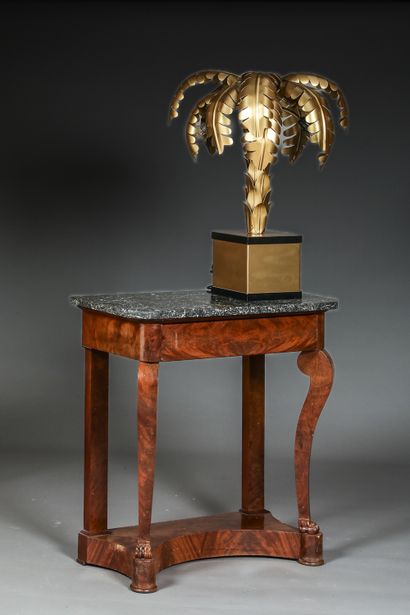 null Dark mahogany console, the top in grey veined marble, 19th century
Height :...