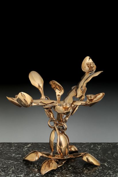 null ARMAN (1928-2005)
Spoon candlestick
Sculpture, bronze print with golden patina
Signed...