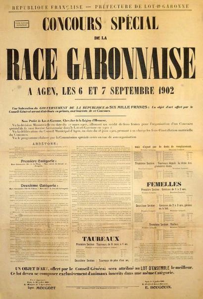 null LOT-ET-GARONNE - «Concours spécial de la RACE GARONNAISE à AGEN, les 6 et 7...