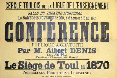 null TOUL (54) «CERCLE TOULOIS de la Ligue de l'Enseignement. Salle du Théâtre Municipal,...