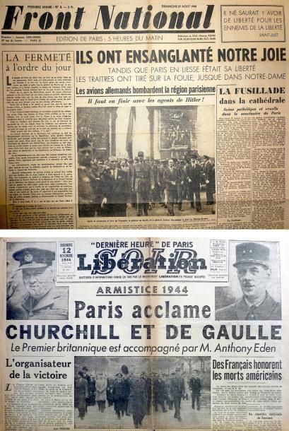 null CHARLES DE GAULLE: 24 JOURNAUX DEPUIS L'ANNÉE 1944 JUSQU'À L'ANNÉE 1970 - «Franc-Tireur»...