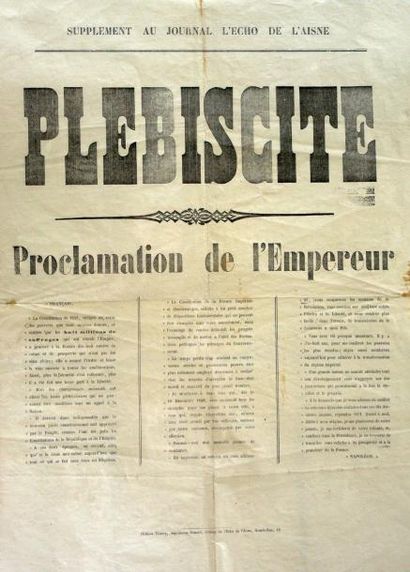 null [NAPOLÉON III] - Plébiscite du 8 mai 1870 - Placard imprimé «PLÉBISCITE - Proclamation...