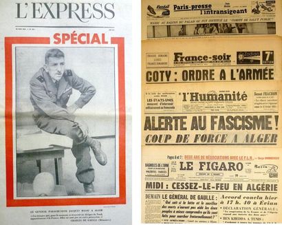 null GUERRE D'ALGÉRIE - MAI 1958-1962 - «l'Express» (Spécial Jacques Massu à Alger);...