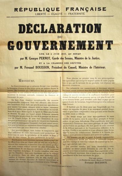null DÉCLARATION DU GOUVERNEMENT lue, le 4 Juin 1935, au Sénat par M. Georges PERNOT,...