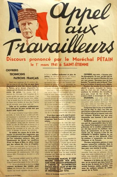 PHILIPPE NOYER SAINT ÉTIENNE, 1er Mars 1941 - Discours prononcé par le Maréchal Pétain,...