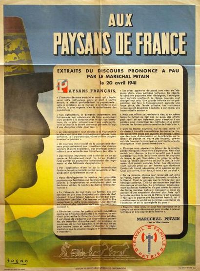 SOGNO «Aux paysans de France» - «extraits du discours prononcé à PAU le 20 Avril...