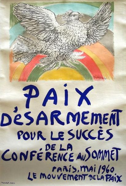 PABLO PICASSO 1960 «Paix Désarmement pour le succès de la Conférence au Sommet, Paris,...