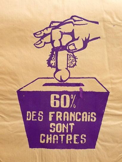 MAI 68 «60 % DES FRANÇAIS SONT CHÂTRÉS» (55 x 41) - Etat B - (rareté)