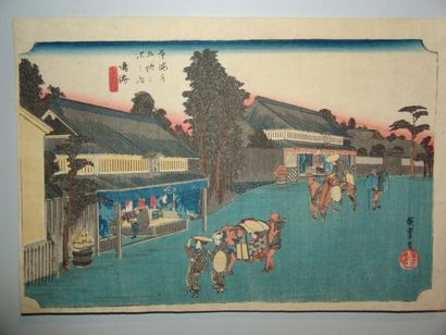 HIROSHIGE OBAN YOKO-E SÉRIE DU GRAND TOKAIDO. VERS 1833. Station 41 «Narumi»