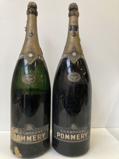 null 2 jeroboams CHAMPAGNE POMMERY Brut vintage 1955 300cl 1x very low level E.A...