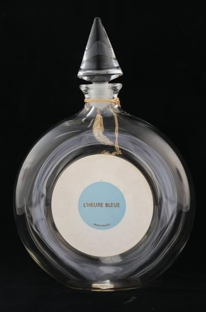 Guerlain «Eau de Cologne L'Heure Bleue» Flacon en verre, modèle montre, bouchon conique...