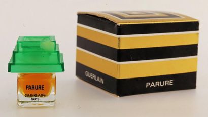 Guerlain "Parure" Miniature série «Pagode». Sérigraphie noire. Boîte titré à rayure...