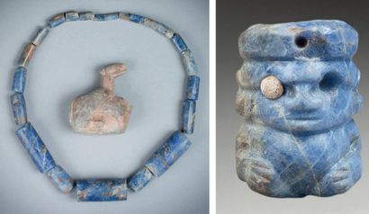null ENSEMBLE COMPOSÉ D'UN CONOPA présentant deux lamas accouplés, une amulette talismanique...