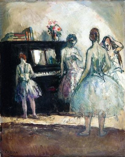 Marcel COSSON (1878-1956) LES BALLERINES À LA RÉPÉTITION Peinture sur toile signée...