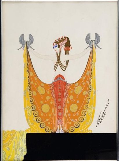 ERTÉ - ROMAIN DE TIRTOFF (1892-1990) APHRODITE Gouache sur papier signée en bas à...