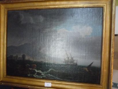 ECOLE FRANÇAISE VERS 1800, ENTOURAGE DE JOSEPH VERNET «Marins tirant un bateau à...