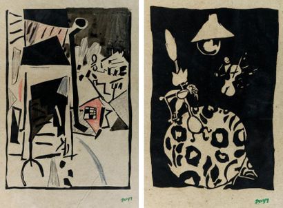 POUGNY/JACQUES PRÉVERT L'atelier 1914-1920 Album de 10 linogravures dont 8 réhaussées...