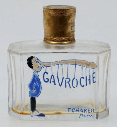 TCHAKER BACCARAT «Gavroche» Exceptionnel Flacon en cristal de Baccarat au décor émaillé,...