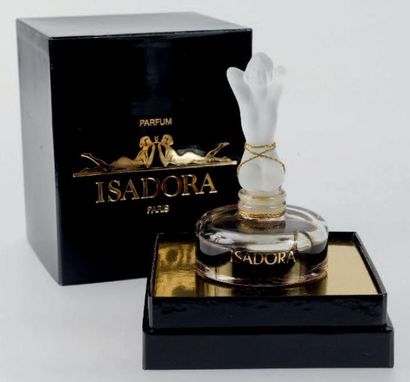 ISADORA Flacon en verre, de forme cylindrique. Bouchon figurine, représentant une...