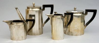 null Service à thé et café, prise en bois. 4 pièces modèle art déco