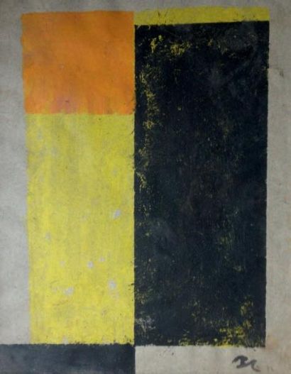 Boris LACROIX (1902-1984) Composition Orange, jaune et noire Gouache sur papier signée...