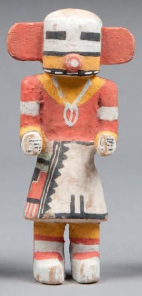 null Kachina Doll, en bois polychrome (cotton wood). Hopi Nouveau mexique. Porte...