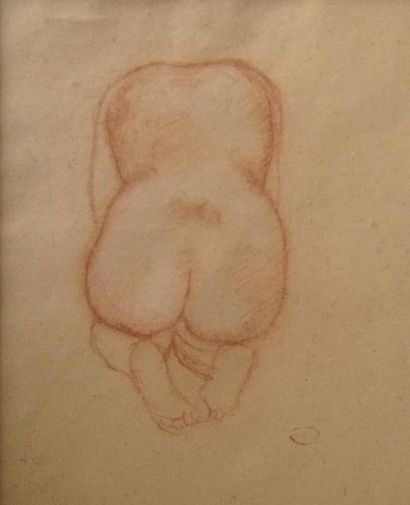 Aristide MAILLOL (1861-1944) NU DE DOS Crayon sur papier, signé du cachet de l'artiste,...