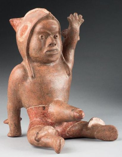 null Statuette ithyphallique, elle est modelée d'un shaman nain assis, le phallus...
