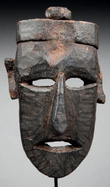 null Masque présentant un visage humain, Bois. Népal, XIXème 28,5cm