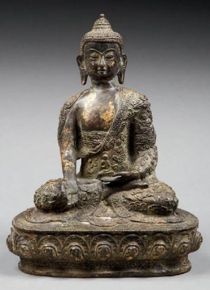 null Bouddha dit "aux milles Bouddha", paktong à traces de dorures Sichuan, XXème...