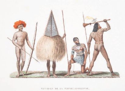 null Ensemble composé de 5 gravures en couleurs représentant des autochtones en costumes...