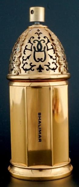 Guerlain SUCRIER DE MADAME «SHALIMAR» Présentation en métal doré, modèle de démonstration....