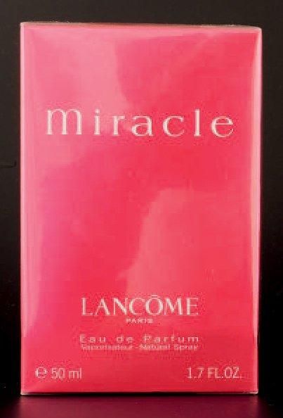 Lancôme «MIRACLE» Flacon en verre, Eau de Parfum, scellé, PDO, 50ml
