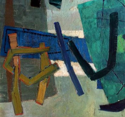 Henri GOETZ (1909-1989) COMPOSITION EN VERT Peinture sur toile, signée en bas à droite,...