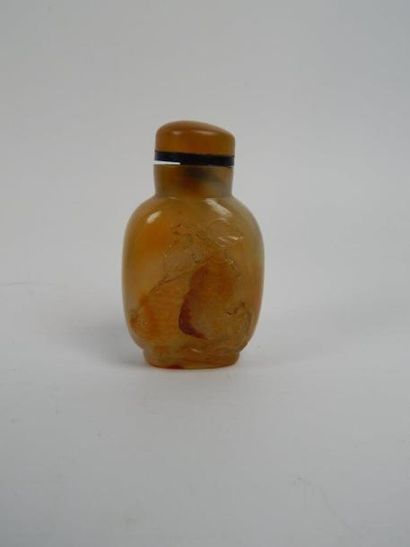 null Flacon tabatière en agate. H: 5.2 cm