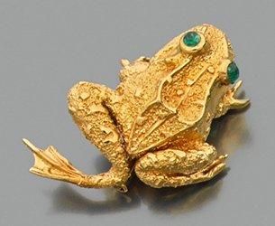 VAN CLEEF & ARPELS CLIP DE CORSAGE «grenouille» en or jaune (750 millièmes) sculpé...