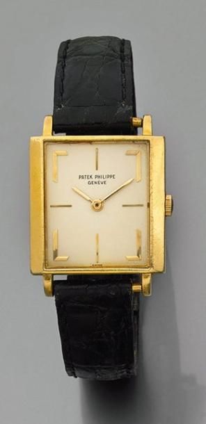 PATEK PHILIPPE BRACELET MONTRE rectangulaire en or jaune (750 millièmes). Bracelet...