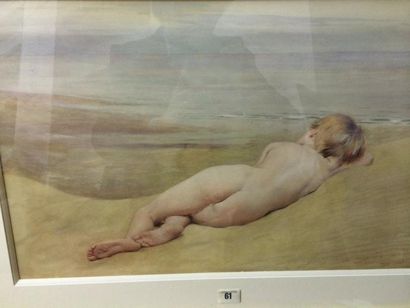 Wardlaw LAING (1873-1928) Le garçon dans les dunes Dessin à l'aquarelle sur papier...