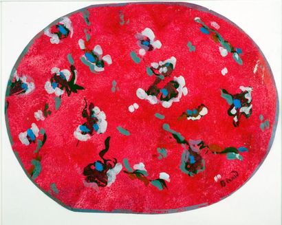 Christian BÉRARD (1902-1949) Projet d'une maquette de tapis Gouache de forme ovale...