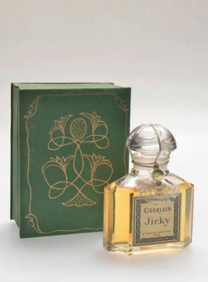 Guerlain «JICKY» Flacon en verre, bouchon quadrilobé. Etiquette «laurier», titrée....